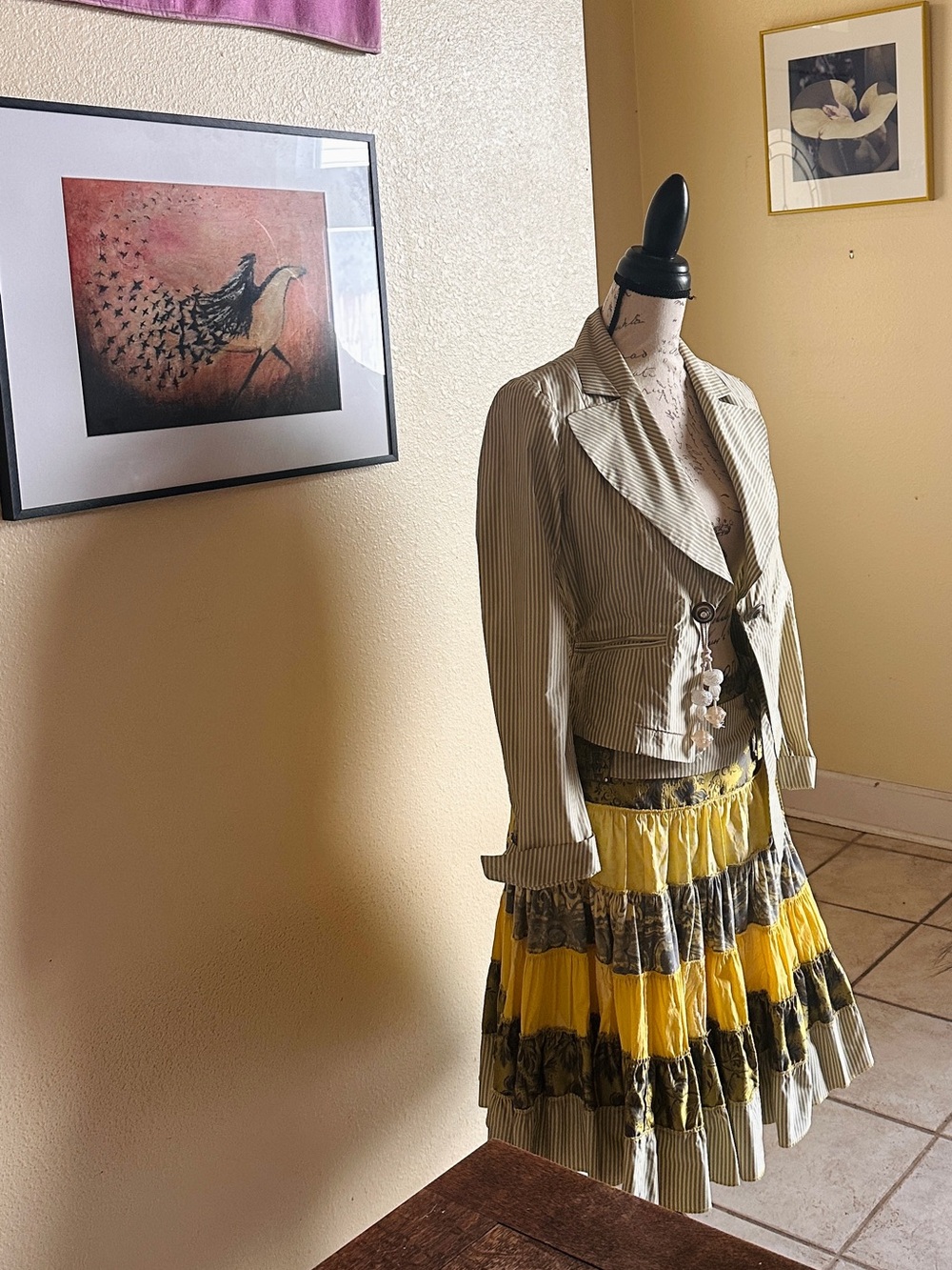 French Designer AirField Striped Blazer with Elegant Closure
